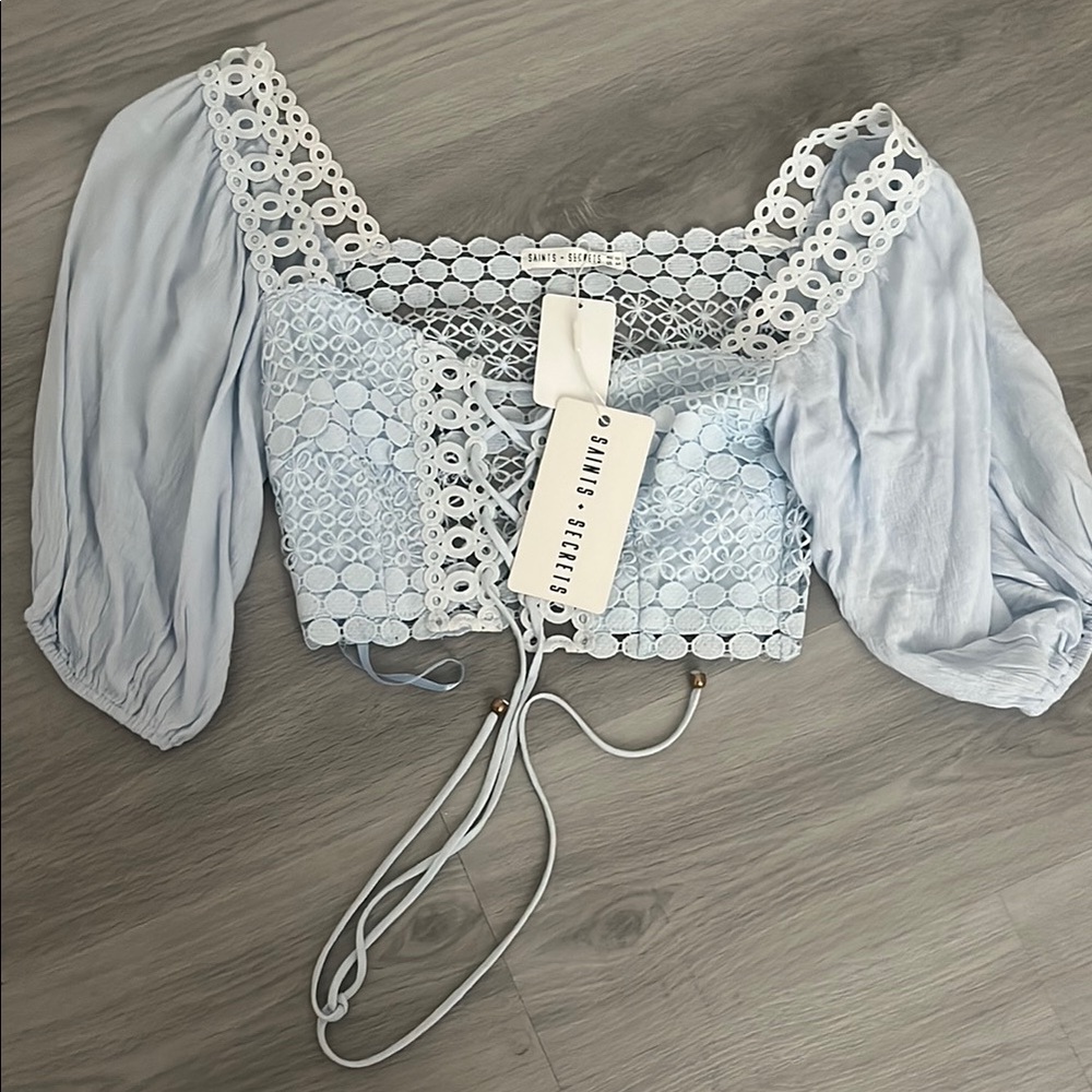 Light Blue Lace Crop Top